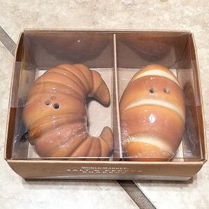 World Market Croissant and Bread Loaf Salt and Pepper Shakers